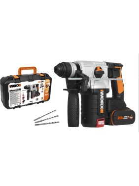 Перфоратор аккумуляторный бесщеточный WORX, 20 В, 4 А·ч x 2, ЗУ 2 А, кейс WX380