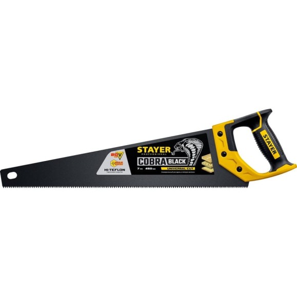 Универсальная ножовка пила STAYER Cobra Black 450 мм, 7TPI 2-15081-45_z01 Универсальная ножовка пила STAYER Cobra Black 450 мм, 7TPI 2-15081-45_z01