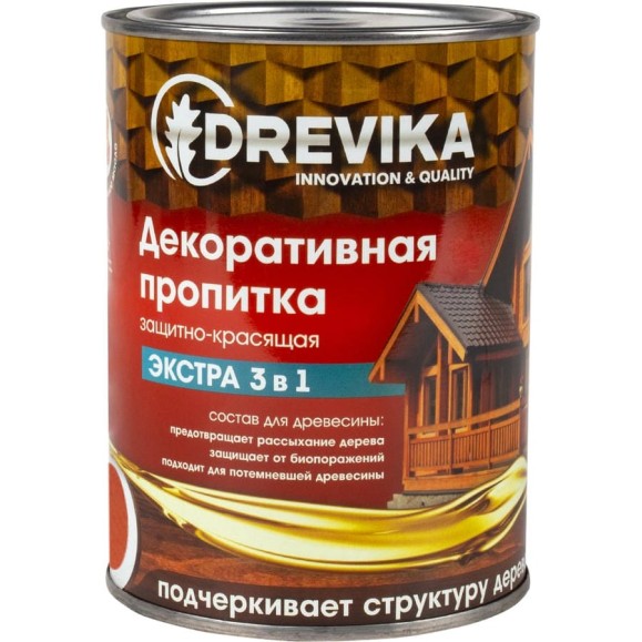 Декоративная пропитка Drevika экстра 3 в 1 ваниль, 0.8 л 255372 Декоративная пропитка Drevika экстра 3 в 1 ваниль, 0.8 л 255372