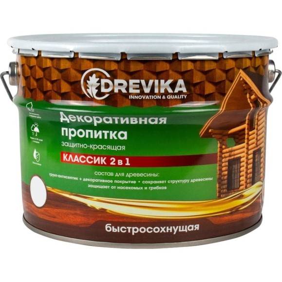 Декоративная пропитка Drevika классик 2 в 1 дуб, 9 л 255466