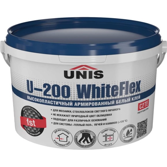 Высокопластичный клей UNIS Whiteflex U-200 банка 5 кг 4607005186331 Высокопластичный клей UNIS Whiteflex U-200 банка 5 кг 4607005186331