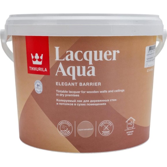 Лак Tikkurila LACQUER AQUA EP интерьерный, полуглянцевый 2,7л 700001140 Лак Tikkurila LACQUER AQUA EP интерьерный, полуглянцевый 2,7л 700001140