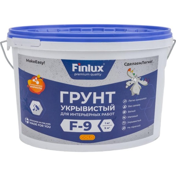 Латексный акриловый грунт Finlux Святозар-9 укрывистый, белый, матовый, 7 кг 4603783200559 Латексный акриловый грунт Finlux Святозар-9 укрывистый, белый, матовый, 7 кг 4603783200559