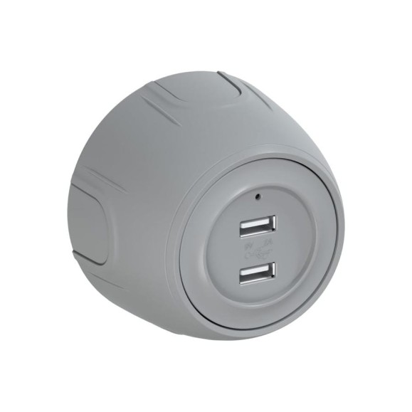 Накладная розетка OneKeyElectro (наружная) USB двойная Rotondo, с подсветкой, цвет серый. 7700899