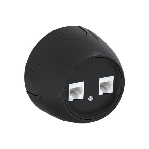 Накладная розетка OneKeyElectro (наружная) двойная компьютерная RJ45 кат.5e Rotondo, цвет черный 7700895