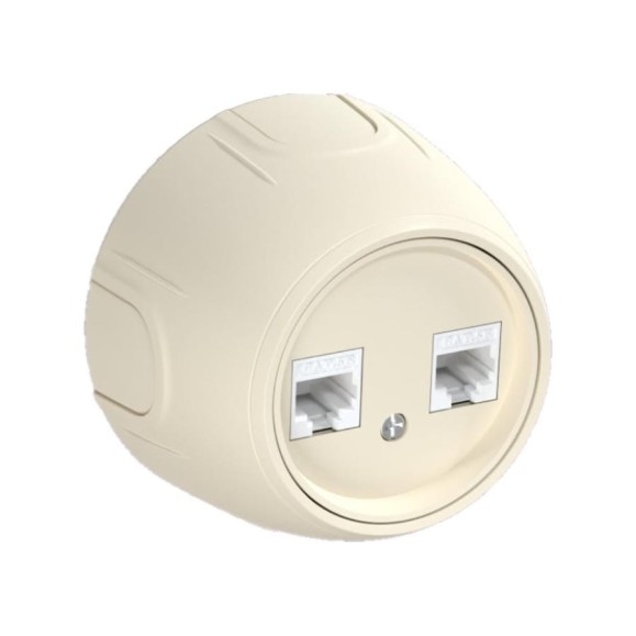 Накладная розетка OneKeyElectro (наружная) двойная компьютерная RJ45 кат.5e Rotondo, цвет бежевый 7700892