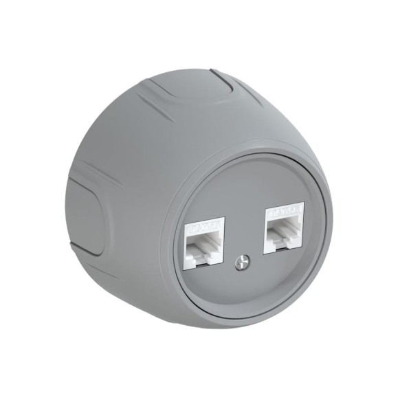 Накладная розетка OneKeyElectro (наружная) двойная компьютерная RJ45 кат.5e Rotondo, цвет серый 7700894