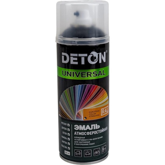 Аэрозольная эмаль Deton универсальная Черная матовая RAL 9005 UNIVERSAL 520 мл 126923 DTN-A46788 Аэрозольная эмаль Deton универсальная Черная матовая RAL 9005 UNIVERSAL 520 мл 126923 DTN-A46788