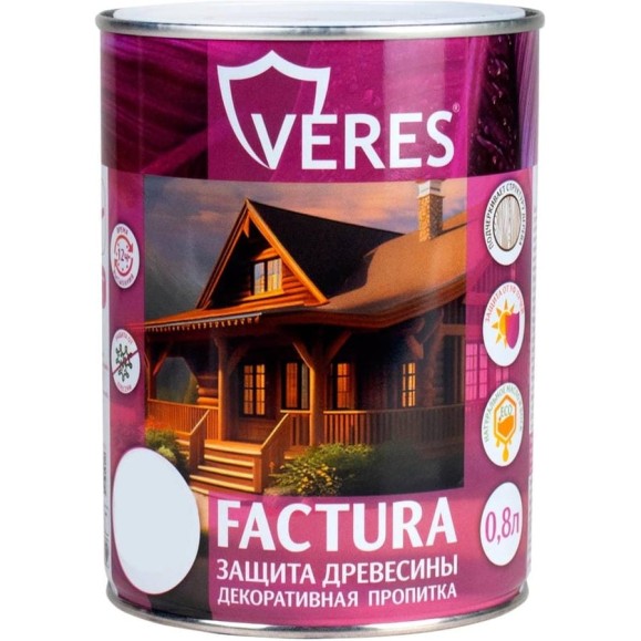 Декоративная пропитка для дерева VERES Factura полуматовая, 0.8 л, груша 262255 Декоративная пропитка для дерева VERES Factura полуматовая, 0.8 л, груша 262255