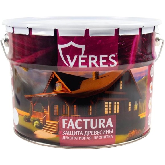 Декоративная пропитка для дерева VERES Factura полуматовая, 9 л, дуб 262230 Декоративная пропитка для дерева VERES Factura полуматовая, 9 л, дуб 262230