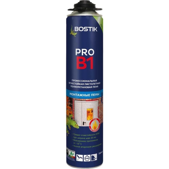 Профессиональная огнестойкая пистолетная полиуретановая пена Bostik PRO B1 700 мл 50009001 Профессиональная огнестойкая пистолетная полиуретановая пена Bostik PRO B1 700 мл 50009001