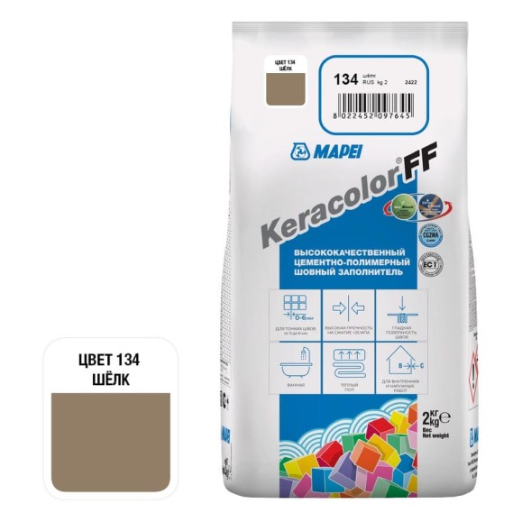 Затирка MAPEI KERACOLOR FF № 134, 2 кг, шелк 5QA013402A