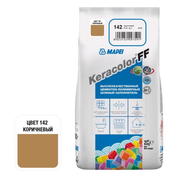 Затирка MAPEI KERACOLOR FF № 142, 2 кг, коричневый 5QA014202A