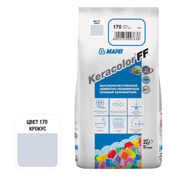 Затирка MAPEI KERACOLOR FF № 170, 2 кг, крокус 5QA017002A
