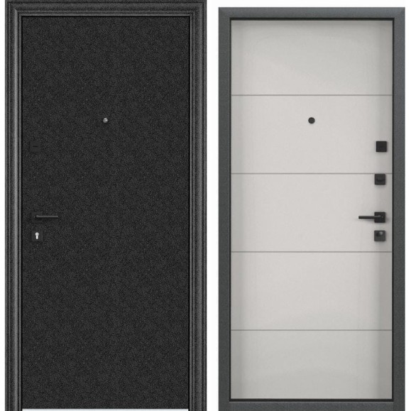 Металлическая входная дверь для квартиры Torex Flat-M 950x2050, правая, черный/белый 2000005748295
