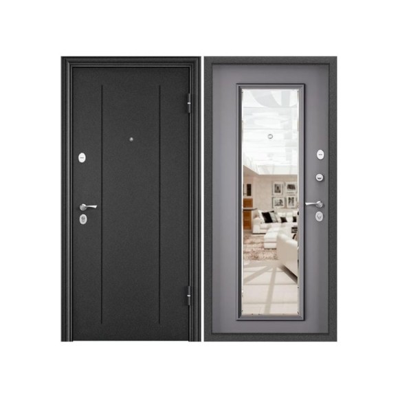 Металлическая входная дверь для квартиры Torex Flat-M 860x2100, правая, темно-серый 2000006329103