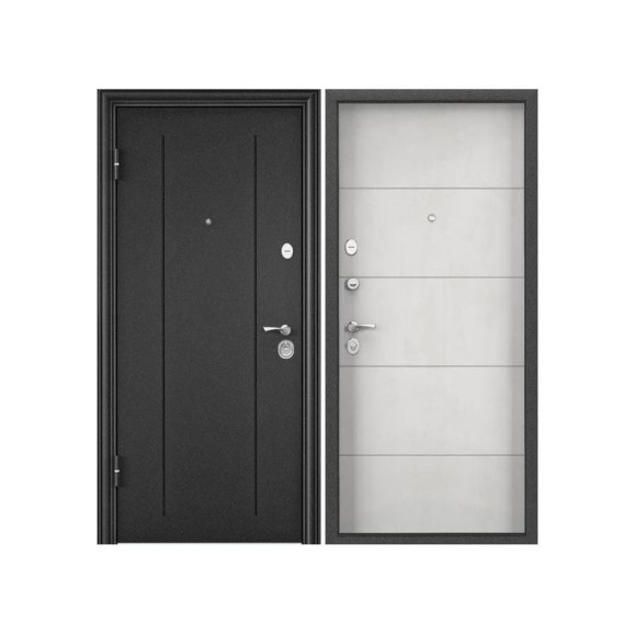 Входная дверь для квартиры Torex Flat-L металлическая, 860x2050 мм, левая, темно-серый/светло-серый 2000006138583