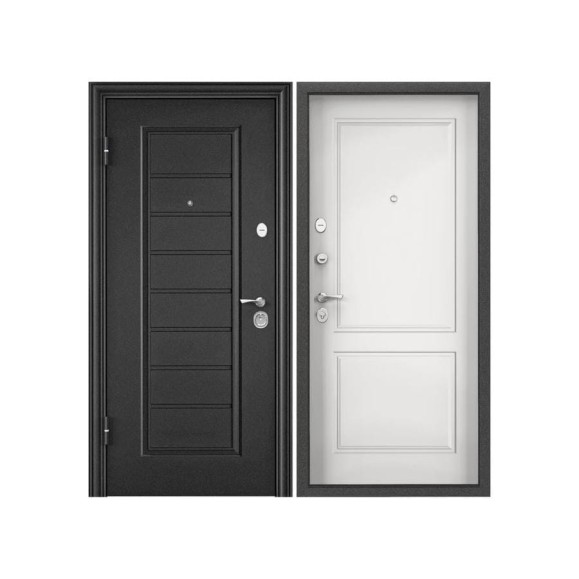 Входная дверь для квартиры Torex Flat-L металлическая, 950x2050 мм, левая, темно-серый/белый 2000006170408