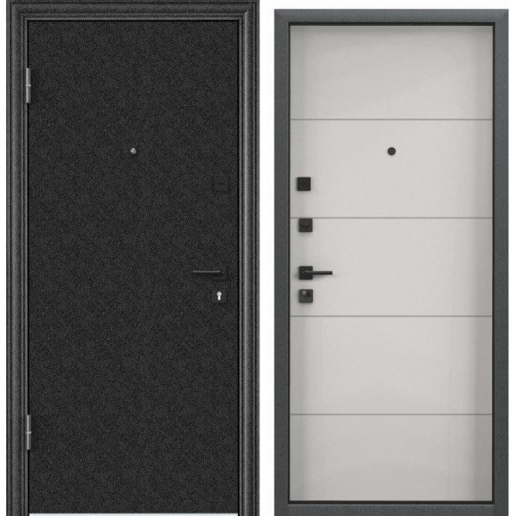Входная дверь для квартиры Torex Flat-M металлическая, 860x2050 мм, левая, черный/белый 2000005748264