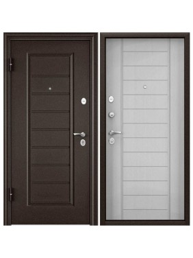Входная дверь для квартиры Torex Flat-M металлическая, 860x2050 мм, левая, коричневый/белый 2000006125743