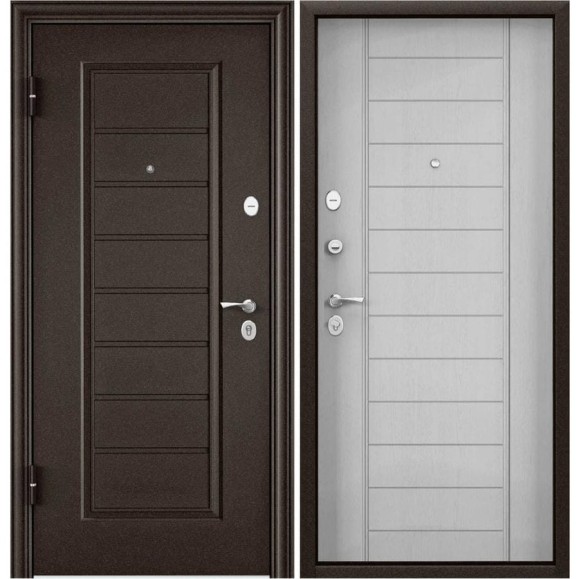 Входная дверь для квартиры Torex Flat-M металлическая, 860x2050 мм, левая, коричневый/белый 2000006125743