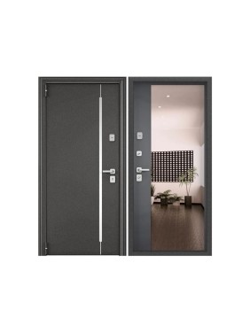Входная металлическая дверь Torex Super Omega PRO для квартиры 880x2050, левая, зеркало, серый 2000005977411