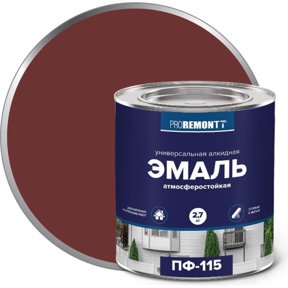 Эмаль Proremontt ПФ-115 красно-коричневый, 2.7 кг ЛА-00002172