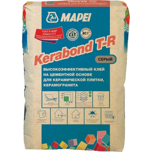 Плиточный клей MAPEI KERABOND T-R серый, 25 кг 001725