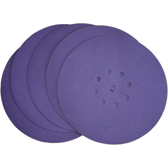 Диск шлифовальный Purple Film на пленочной основе 8+1 отв., 225 мм, Р150, 5 шт Abraforce 165493