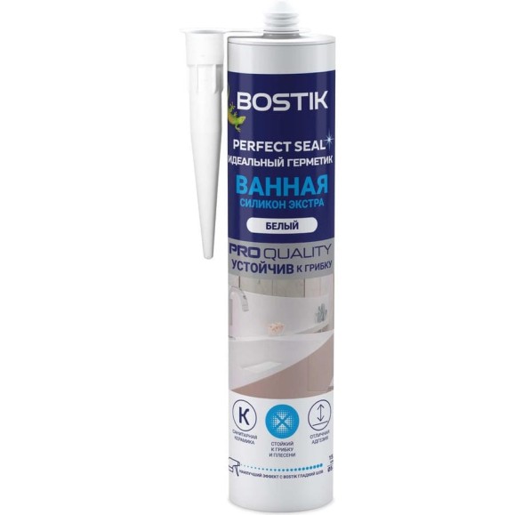 Идеальный герметик BOSTIK Perfect Seal Ванная, Силикон, Экстра, белый, 280 мл BOK638592P