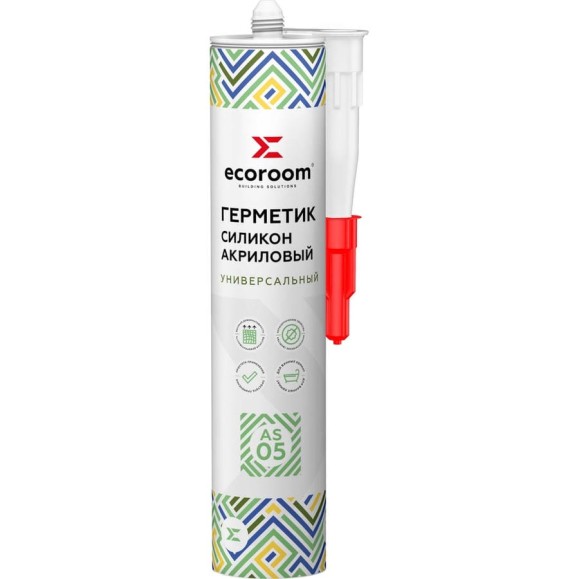 Силиконакриловый герметик ECOROOM AS-05 универсальный, белый, 310 мл 221-1-310 Силиконакриловый герметик ECOROOM AS-05 универсальный, белый, 310 мл 221-1-310