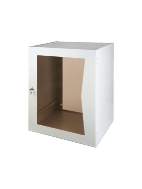 Настенный неразборный шкаф КДДС 19, 6u, стеклянная дверь, 600x600, серый УТ-00001656