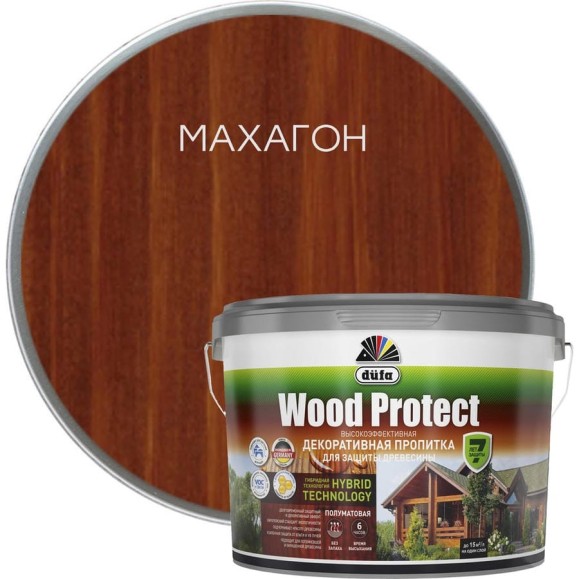 Пропитка Dufa WOOD PROTECT махагон, 9 л МП00-011080 Пропитка Dufa WOOD PROTECT махагон, 9 л МП00-011080