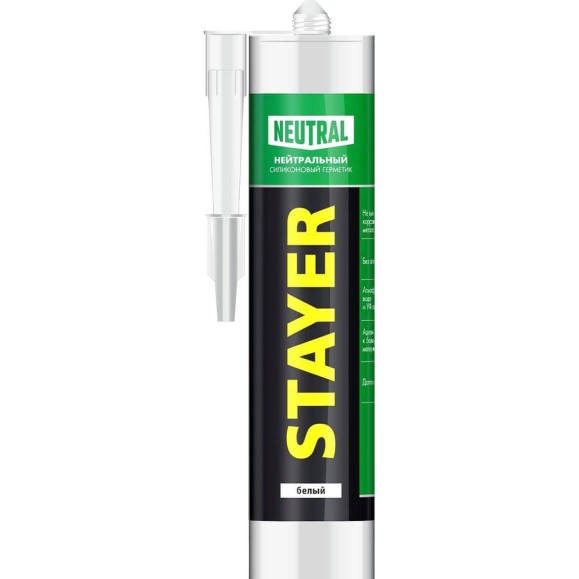 Нейтральный силиконовый герметик STAYER Master белый, 260мл 41217-0_z01 Нейтральный силиконовый герметик STAYER Master белый, 260мл 41217-0_z01