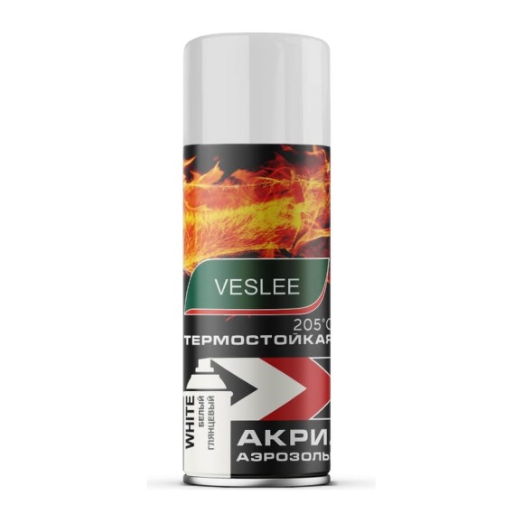 Термостойкая краска Veslee белая, 205 градусов, аэрозольная V0040