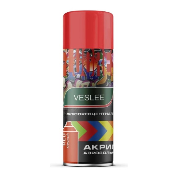 Флюоресцентная акриловая аэрозольная краска Veslee красная V1001 Флюоресцентная акриловая аэрозольная краска Veslee красная V1001