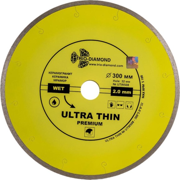 Диск алмазный отрезной TRIO-DIAMOND сплошной ультратонкий 300x32 Ultra Thin Premium UTW508