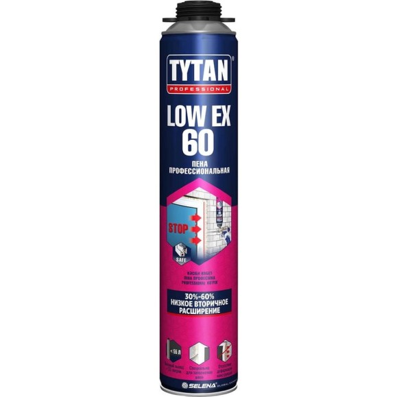 Профессиональная монтажная пена с увеличенным выходом TYTAN PROFESSIONAL Low Expansion 60, 750 мл 243706 Профессиональная монтажная пена с увеличенным выходом TYTAN PROFESSIONAL Low Expansion 60, 750 мл 243706