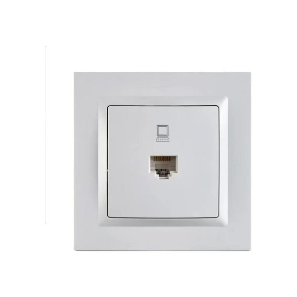 Компьютерная розетка Econ Камелия RJ45 белая K020