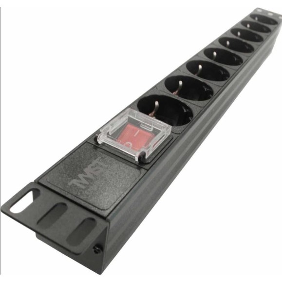 Блок электрических розеток Retic на 8 гнезд CEE 7/4 Schuko 19 1U, 10 А, без шнура PDU-19-1U-8-TWCS