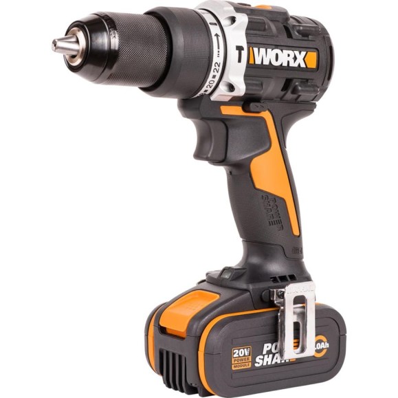 Ударная аккумуляторная дрель-шуруповерт WORX 60 Нм, 20 В, бесщеточная, 4 Ач x 2, ЗУ 2 А, кейс WX352.1 Ударная аккумуляторная дрель-шуруповерт WORX 60 Нм, 20 В, бесщеточная, 4 Ач x 2, ЗУ 2 А, кейс WX352.1