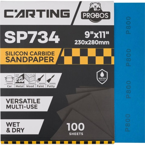 Бумага абразивная водостойкая Р800, 230х280 мм, Carting SP734, 100 шт PROBOS 73401972-100 Бумага абразивная водостойкая Р800, 230х280 мм, Carting SP734, 100 шт PROBOS 73401972-100