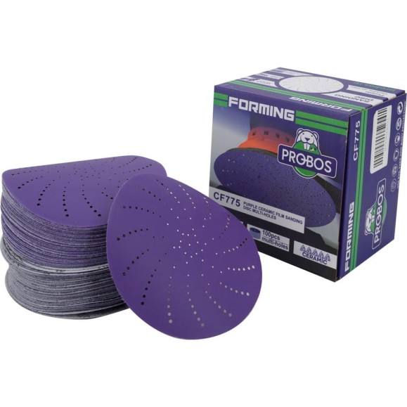 Круг шлифовальный c мультипылеотводом Purple P400, CERAMIC FILM Hookit CF775, 125 мм, 100 шт PROBOS 77505058-100