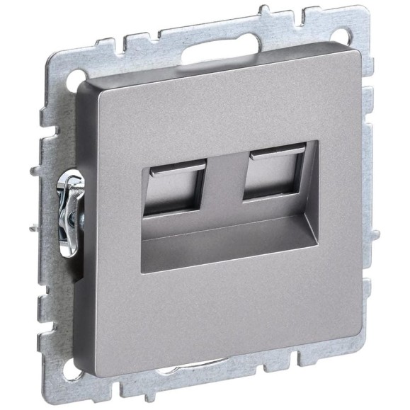 2-ная компьютерная розетка rj45 IEK Brite кат.6 рк11-2-брс сталь BR-K20-2-K46