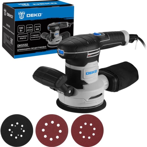 Эксцентриковая сетевая шлифмашина DEKO DKG550 063-4264 Эксцентриковая сетевая шлифмашина DEKO DKG550 063-4264