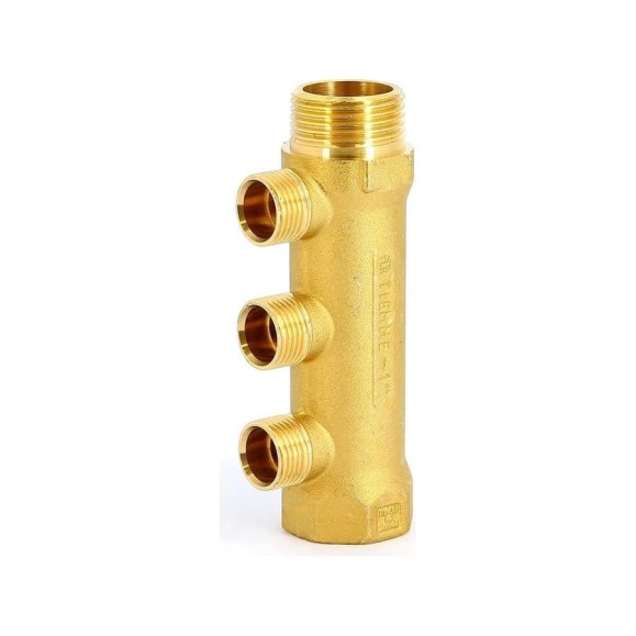 Коллектор Tiemme 3 отвода, 3/4"х3/4(18) евроконус (латунь) 1910017 / 1883G180503