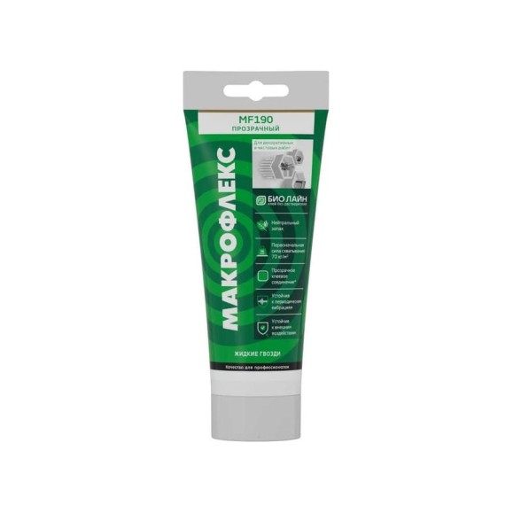 Жидкие гвозди Makroflex Bio Line MF190 ультрасильный, прозрачный, 185 г 2670486 Жидкие гвозди Makroflex Bio Line MF190 ультрасильный, прозрачный, 185 г 2670486