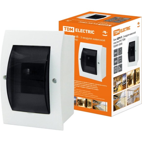 Навесной бокс TDM ELECTRIC ЩРН-П-3 модуля, пластик, IP41 SQ0901-0008