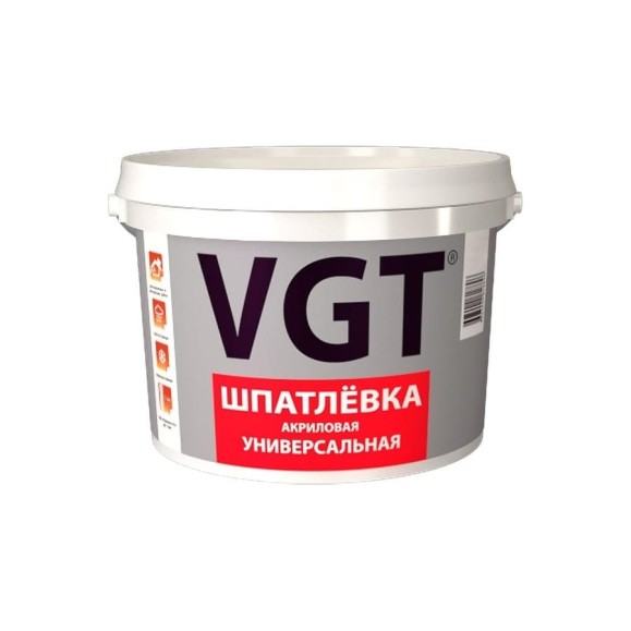 Универсальная акриловая шпатлевка VGT для наружных и внутренних работ, 1 кг 18654 Универсальная акриловая шпатлевка VGT для наружных и внутренних работ, 1 кг 18654