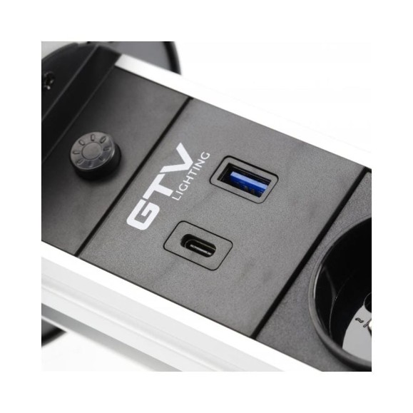 Встроенный удлинитель GTV CAMINO, 2xSCHUKO, индукционная зарядка USB a+c 10вт, 1,5м, белый - AE-BPW2SCAM-10 Встроенный удлинитель GTV CAMINO, 2xSCHUKO, индукционная зарядка USB a+c 10вт, 1,5м, белый - AE-BPW2SCAM-10